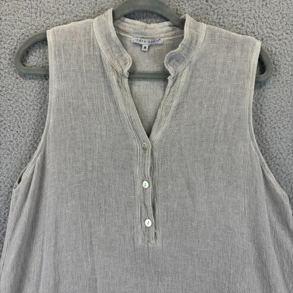 Tempo Paris Linen Dress Medium Lagenlook Boho Beachy Minimal Roomy Ruffle Flowy - Picture 2 of 10